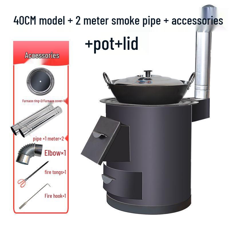 Portable Smokeless Wood-Burning Firewood Stove for Efficient Heating