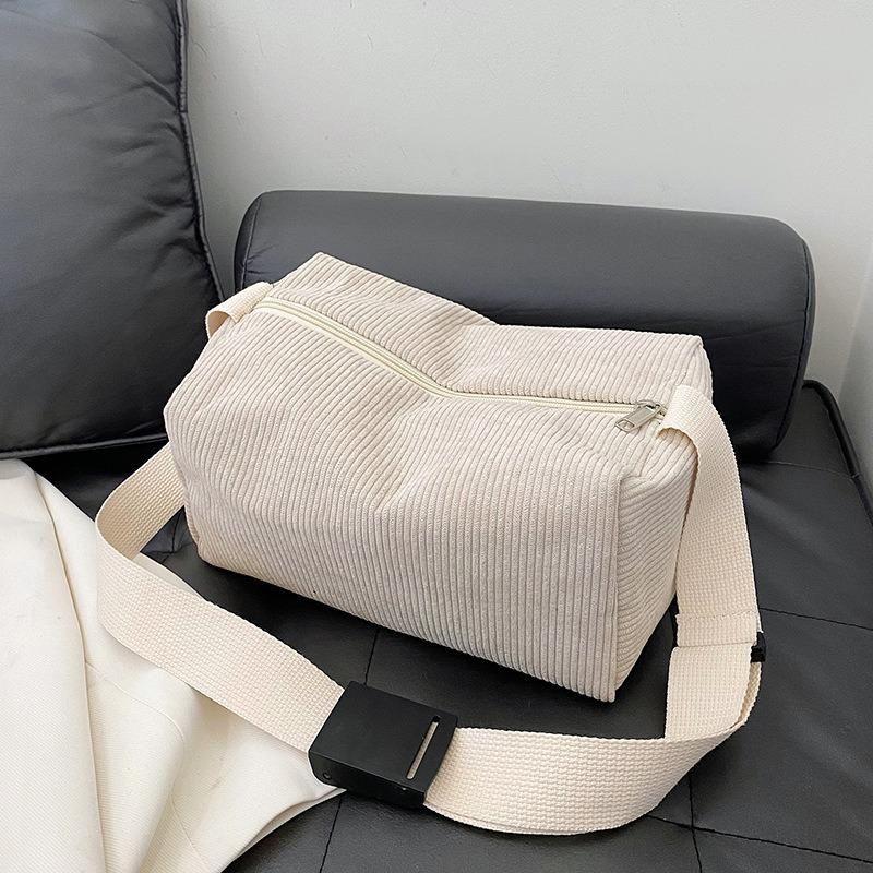 Design sense canvas bag women's new strip velvet shoulder bag small satchel bag commuter pillow bag oblique span bag