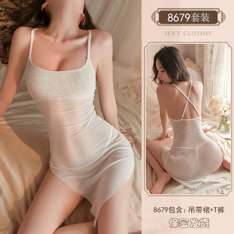 Sexy unterwäsche Sexy strumpf Mesh nachthemd Seite split heißer dünne perspektive pyjamas frauen uniform