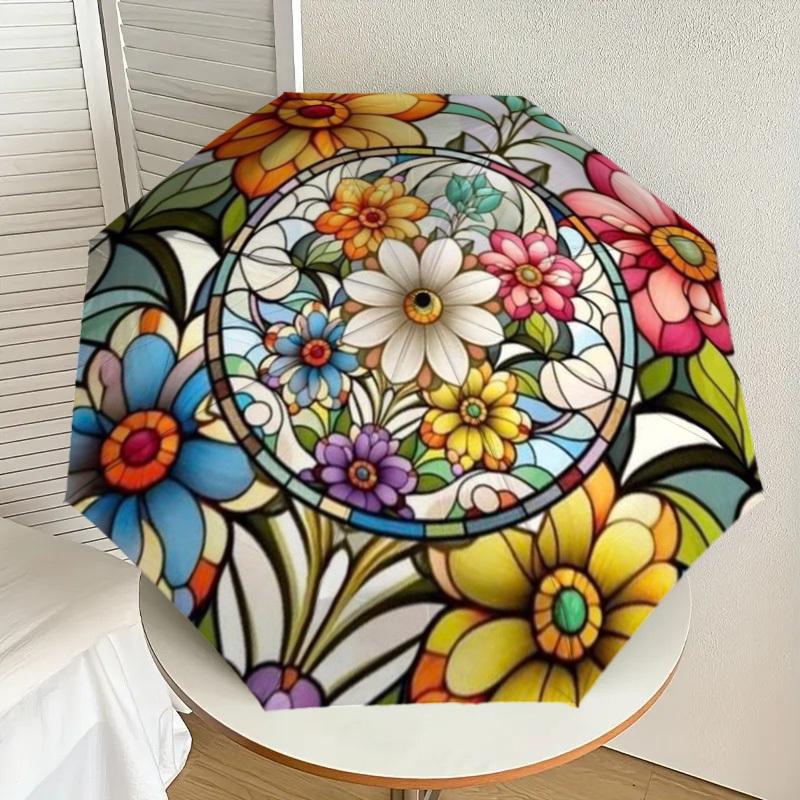 

1pc Floral Mandala Pattern Automatic Folding Umbrella - Compact 8-Rib Design,Perfect Gift for Friends & Family yy250926051