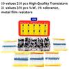 Transistors Assortment Kit with Resistor Pack, 210 PNP and NPN BJT Transistors with 250 1/4 W metal film Resistors - Bipolar Transistors 2N3904