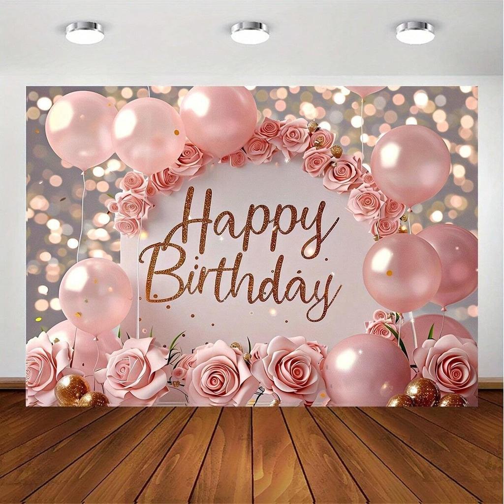 party background decoration pink fabric balloon Banner Flash photo multifunctional birthday party background