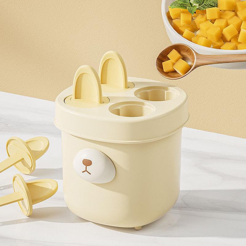 Fryseboks 4 rom Iskremform Matkvalitet Tegneserieform Isgitterlagerboks Gjenbrukbare Runde Ispinnformer Is DIY