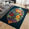 Colorful Floral Pattern Carpet, Bohemian Style, Dark Green Base Suitable for Use As an Anti-slip for Living Room Bedroom Sofas