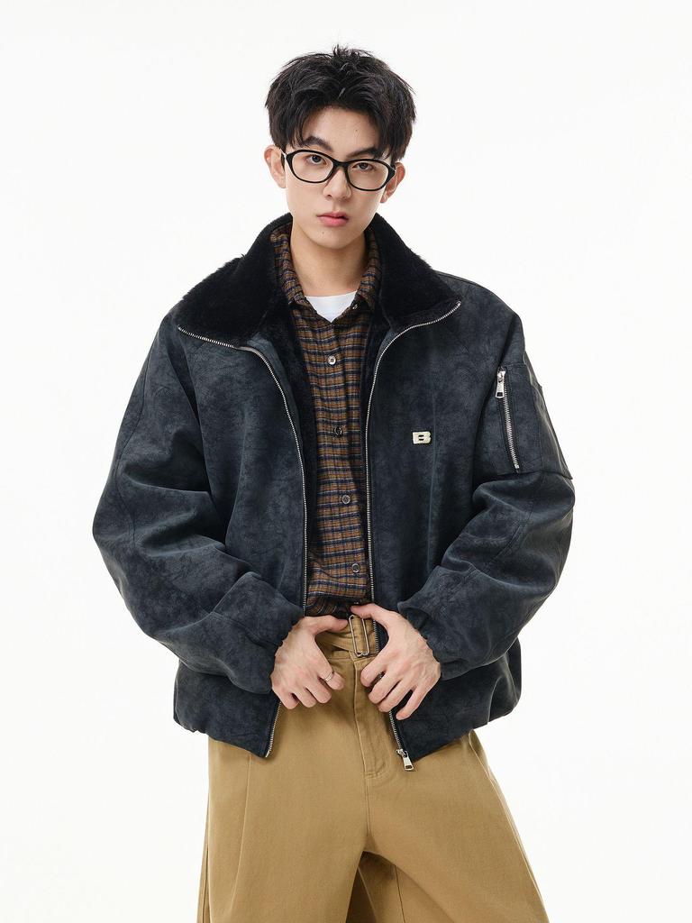 Men's Trendy Thickened Cotton Lapel Jacket for 2025 Fall/Winter - Loose Warm Motorcycle Outerwear
