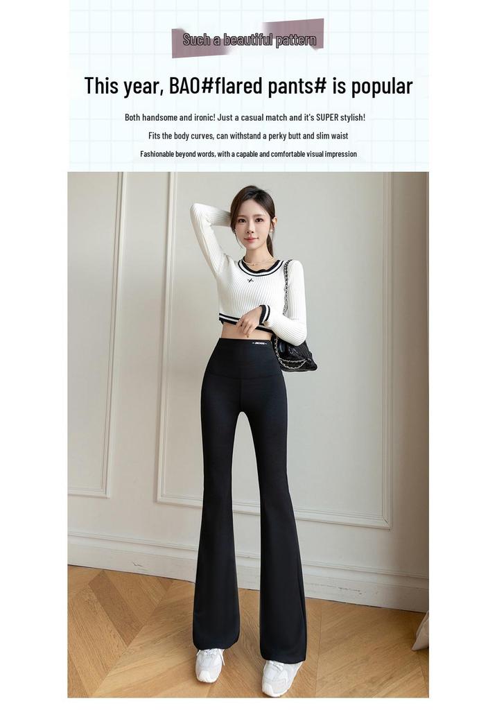 Plus Size Velvet Bell-Bottom Pants for Women - Slimming Extra Long Shark Style for Autumn/Winter