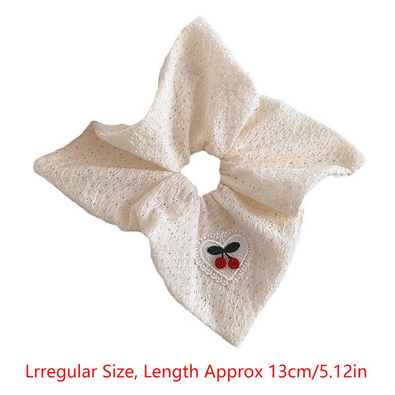 French Cherry Square Scrunchies Fresh Sweet Hair Band Mori Girly Elastic Hair Tie For Girls Headwear Hair Accessories