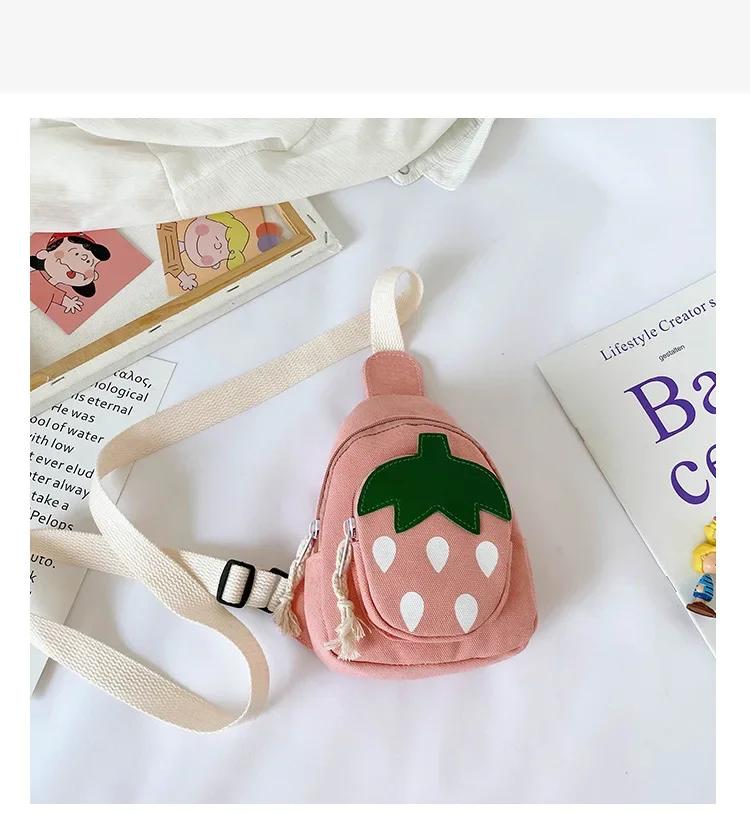 New Cute Little Strawberry Kids Chest Bags Lovely Friut Girl Boy Backpack Children Chest Pouch Pack Travel Crossbody Bag