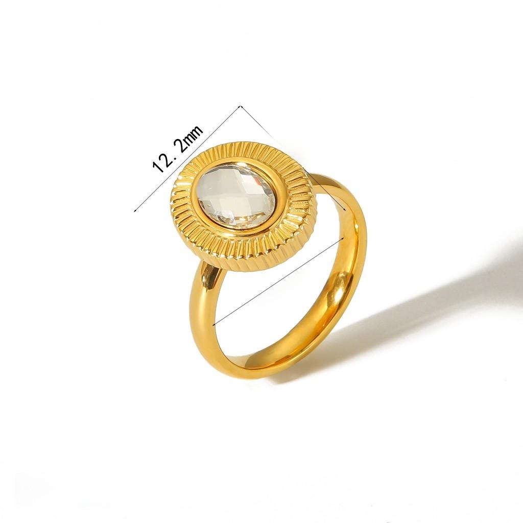 Geometric Titanium Steel Ring For Women With Zircon Stone Elegant Fashion Jewelry
