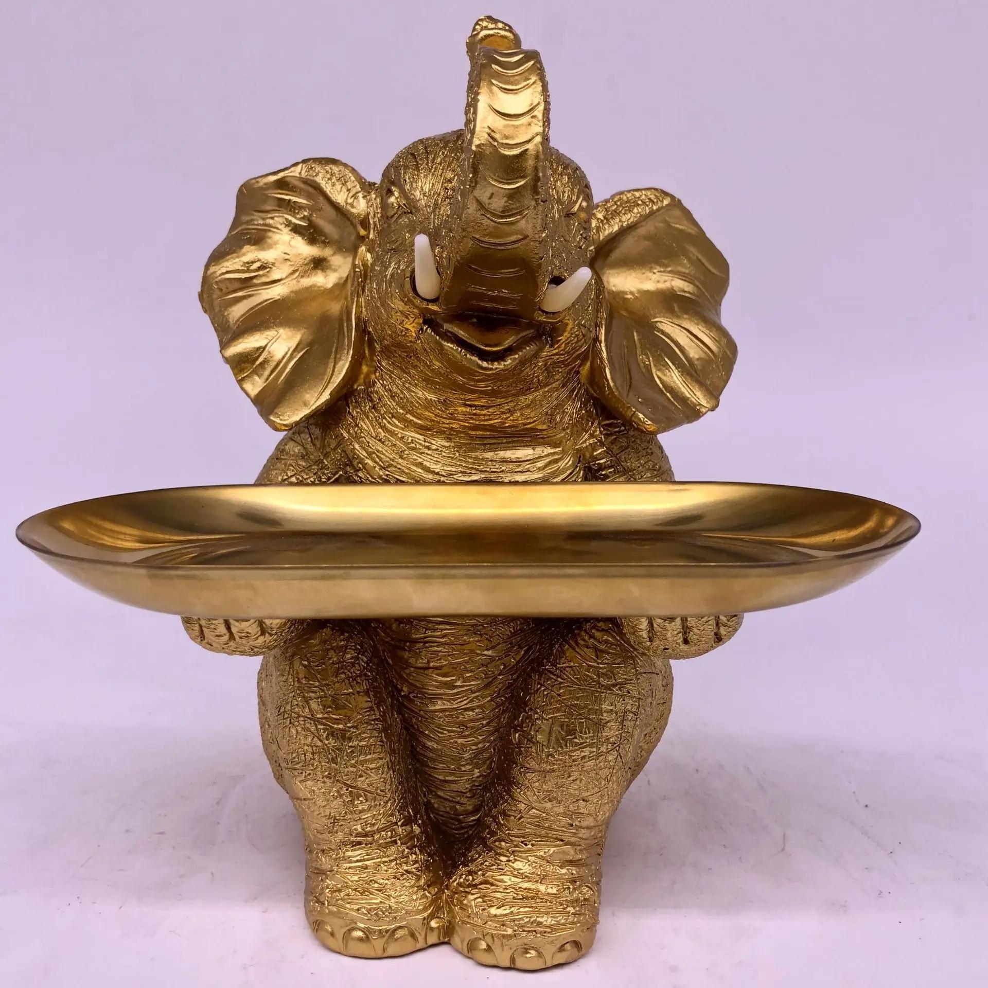 

Поделки из смолы Подносы в виде слонов Ключи Конфеты Хранение Украшения Домашний декор Гостиная Фойе Украшения для ТВ-тумбы Изысканные подарки золотой