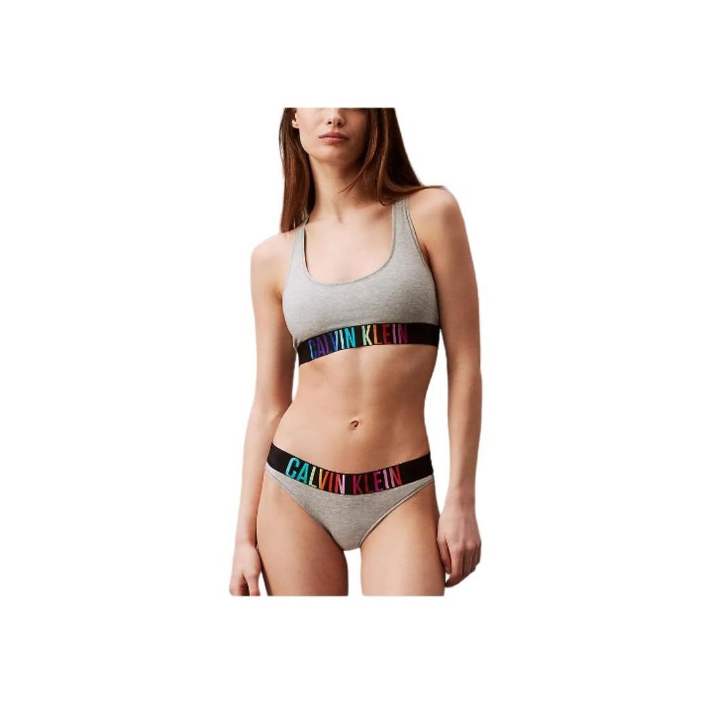 Calvin Klein Bunter Buchstaben Taillengürtel Leichter Atmungsaktiver Bequemer Bralette Damenunterwäsche Grau QF7831-050