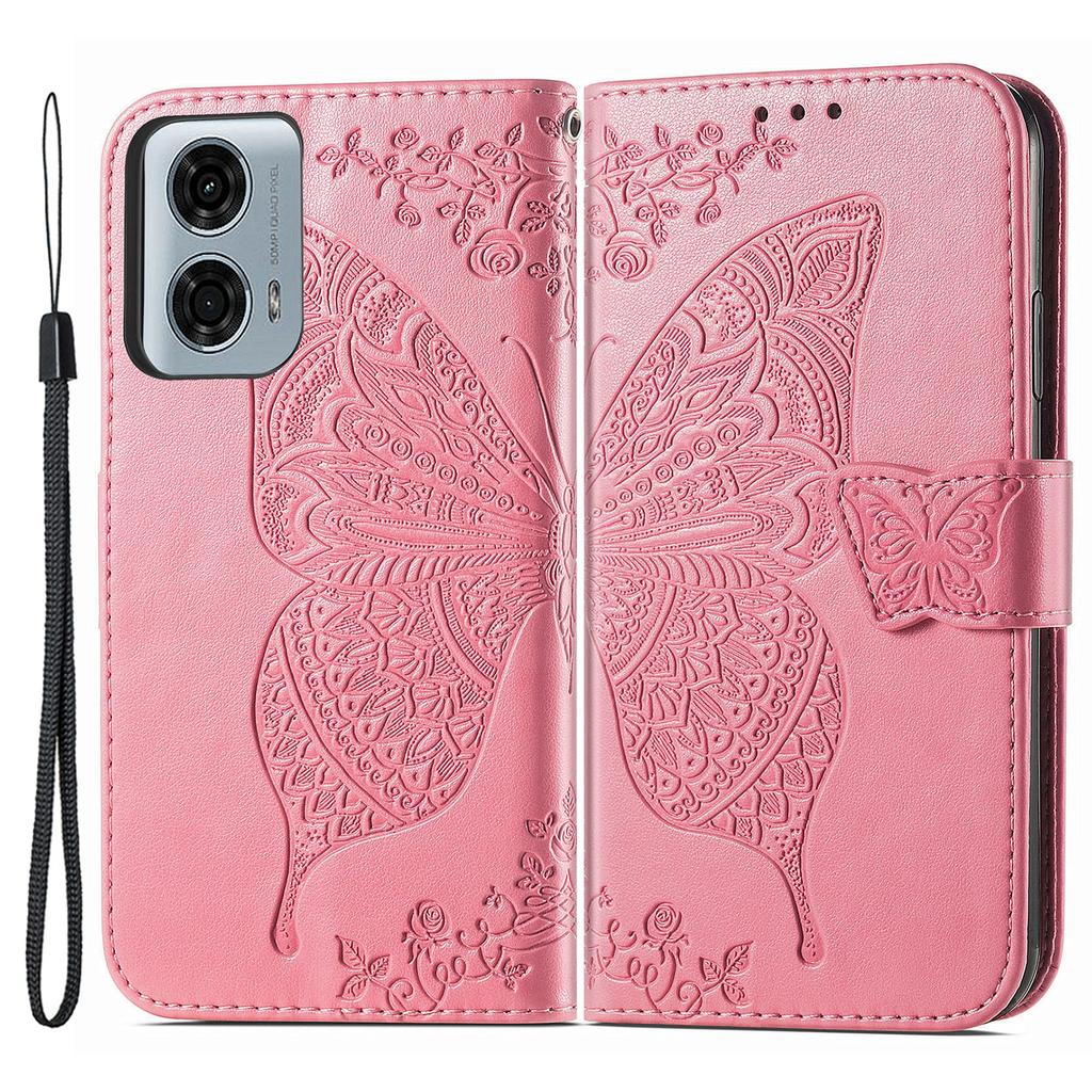 For Motorola Moto G24 Power Case Floral Butterfly PU Leather Flip Phone Cover