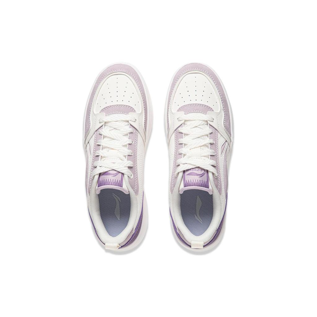 Li Ning Sycee V2 Slip Resistant Cushioning Abrasion Resistant Low Top Skateboard Shoes Women's White Purple AGCU248-4
