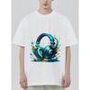 Black T Shirt with Colorful Headphones Splash Design for Music Lovers and Casual Wear