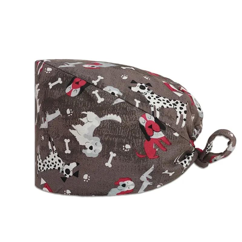 HZMNOI 100% Coton Bonnets Chirurgicaux Imprimés à Lien Arrière Section Élastique Bonnet de Bloc Infirmière pour Hommes Femmes Hôpital Chapeaux Médicaux Nouvelle Arrivée