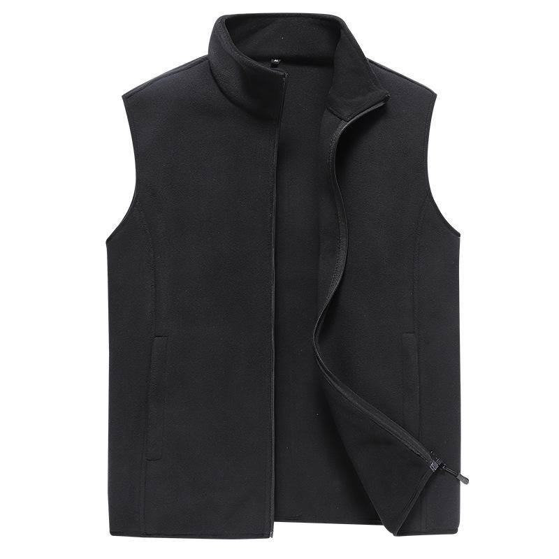 Men's Autumn & Winter Double-Sided Fleece Vest - Stand-Up Collar, Thickened, Warm, Sporty & Casual Style.