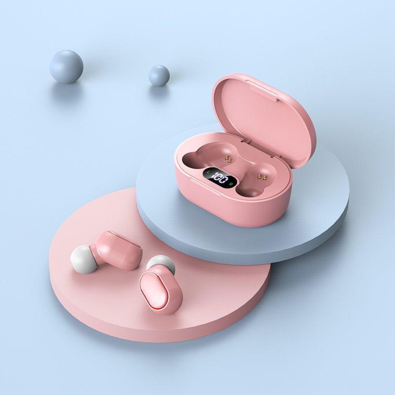 

Bluetooth-гарнітура E7S Mini Macaron: Милий, бездротовий, із шумозаглушенням, цифровий дисплей рожевий