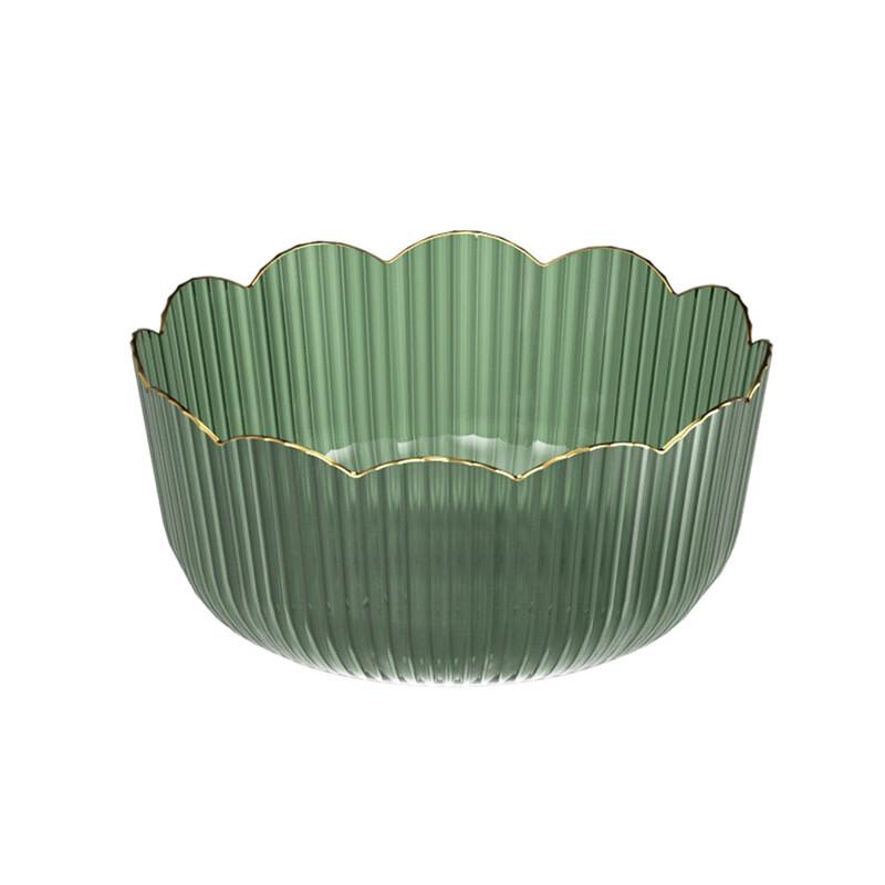 ZISIZ Light Luxury Plastic Salad Bowl with Gold Rim