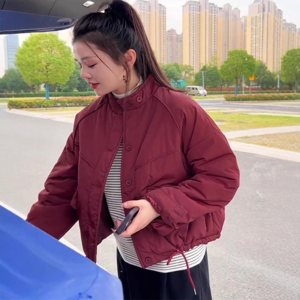 Women's 2024 Autumn/Winter Slimming Lightweight Stand-Up Collar Padded Jacket - Casual Petite Fit Warm Cotton Coat