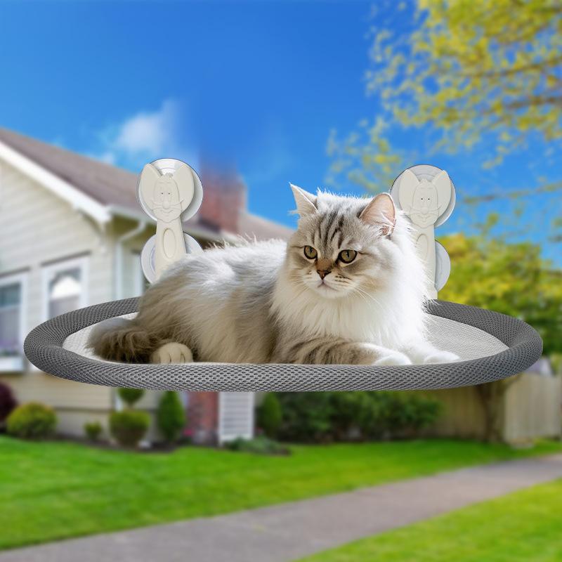 

New Cat Hammock All-season Universal Suction Cup No Punching Wall-mounted Foldable Cat Nest Space-saving Pet Hammock Splicing 34 50cm светло-серый