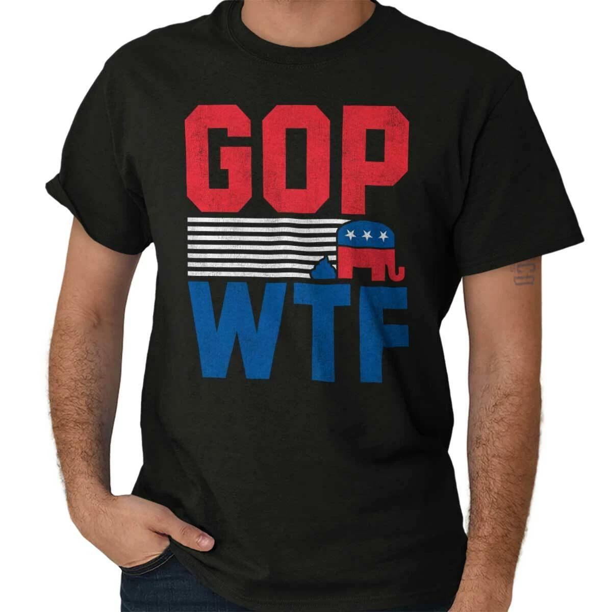 Смешная GOP WTF Шутка Демократ Республиканец Юмор Женская или Мужская Футболка с Круглым Вырезом S