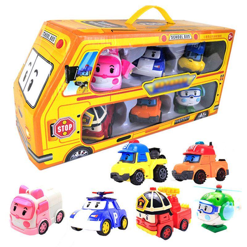 High-quality Robocar Poli Roy Amber Transformers Robot Action Figures Car Bus Set