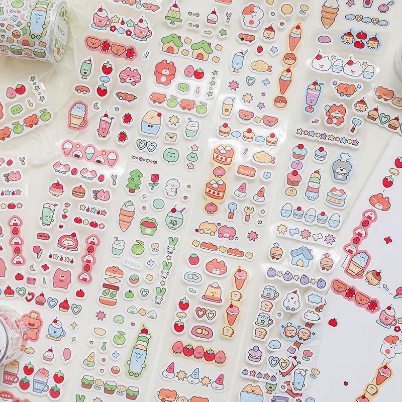 Sticker Tape DIY Stickers Cute Fudge Series Cartoon Sticker Tape Manual Decorative Materials Stickers Journal Sticker Tape