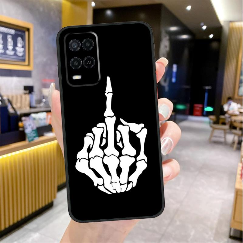 Skeleton Middle Finger Case For OPPO A53 A31 A5 A9 A96 A76 A16 A54 A74 A94 A52 A72 A92 A93 A15 A57 A77 A17 Cover