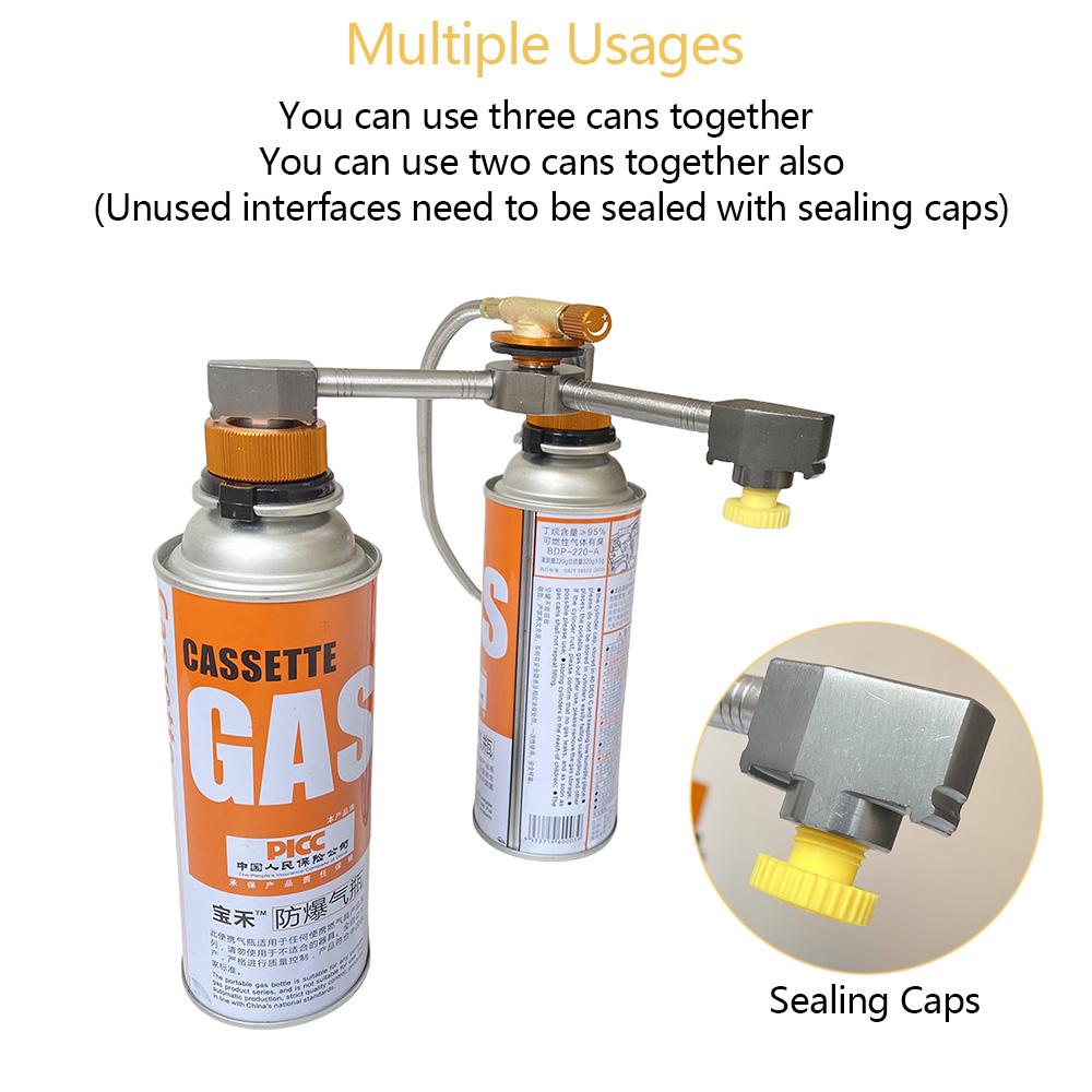 3 in 1 Butane Adapter E-Three Outputs Gas Tank Conversion Head Gas Distributor Conversion Head Extension Split Furnace Adapter