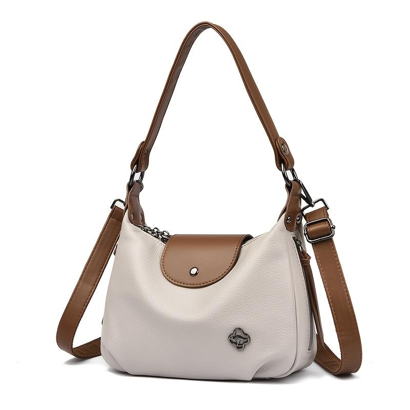 New handbag, fashionable women s shoulder bag, a gift for mothers, casual crossbody bag for women, versatile shopping bag, elegant and simple. Light gray with khaki col