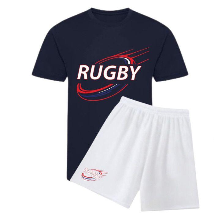 Ensemble Maillot & Short de Rugby Enfant – Polyester – 3 au 14 ans - - Bleu