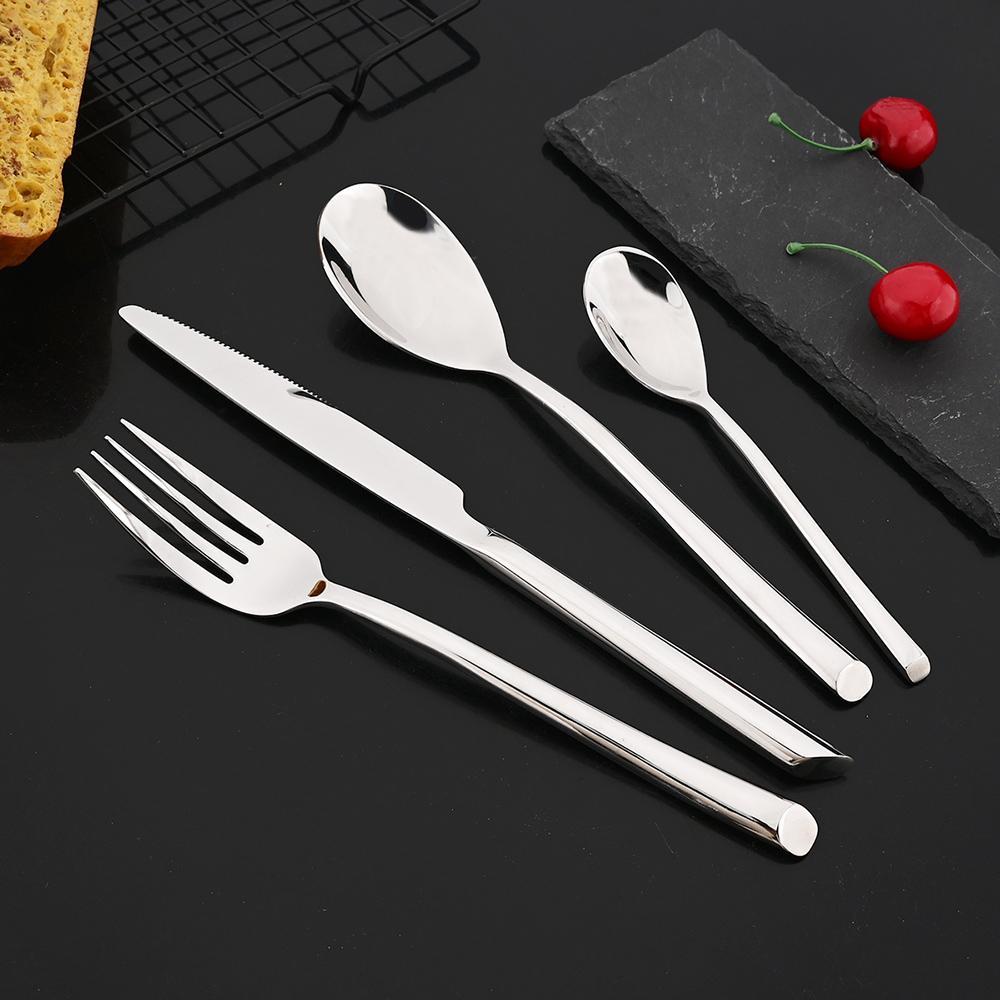 

4/5Pcs Quality Cutlery Set Stainless Steel Flatware Set Fork Spoon Knife Dinner Set Silver Dinnerware Set Kitchen Silverware