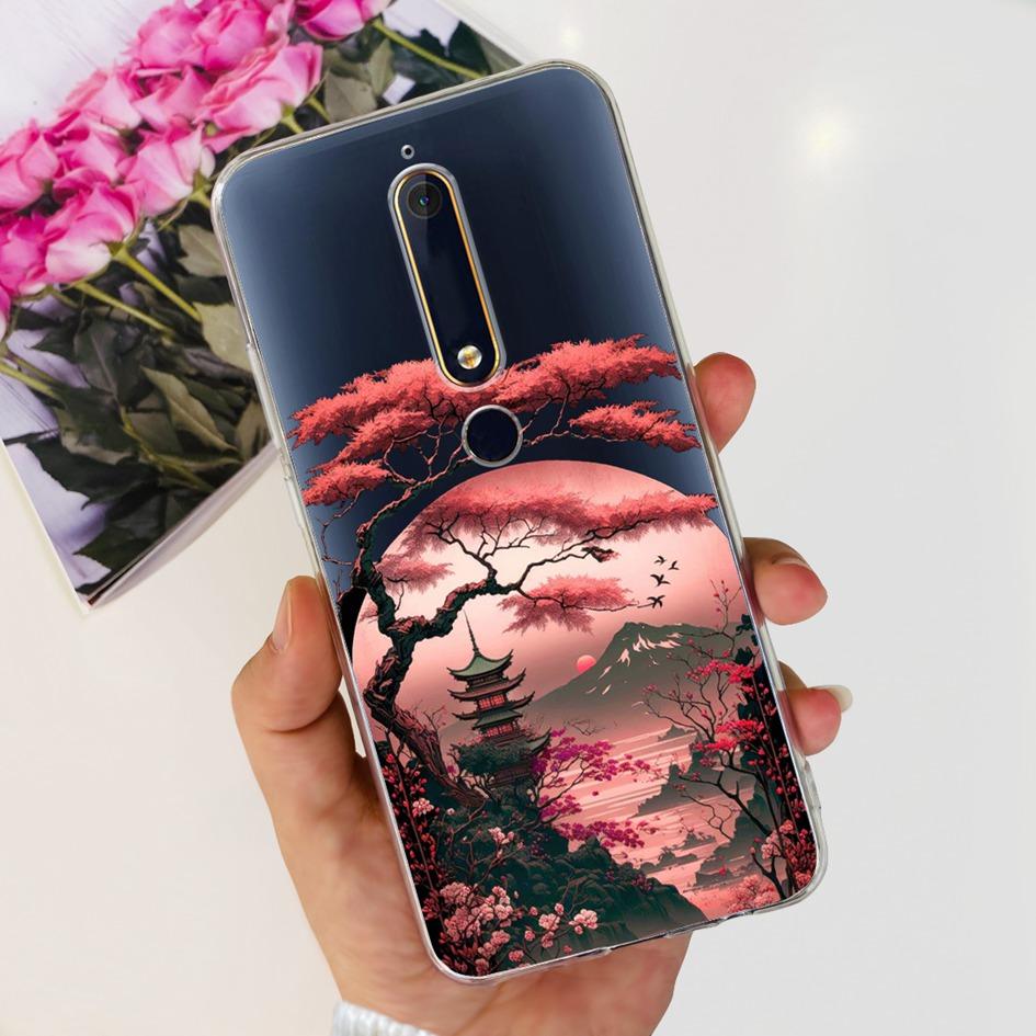 For Nokia 6 2018 Case Fashion Flower Soft Silicone Bumper For Nokia 6.1 Cover TA-1043 TA-1045 TA-1054 TA-1050 TA-1068 Phone Case