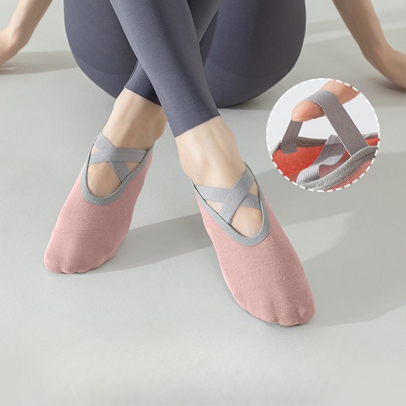 Yoga Socks for Women, Summer Pure Cotton Indoor Fitness Sports Socks, Anti-slip and Shock-absorbing Professional Pilates Boat Socks, No Heel Drop