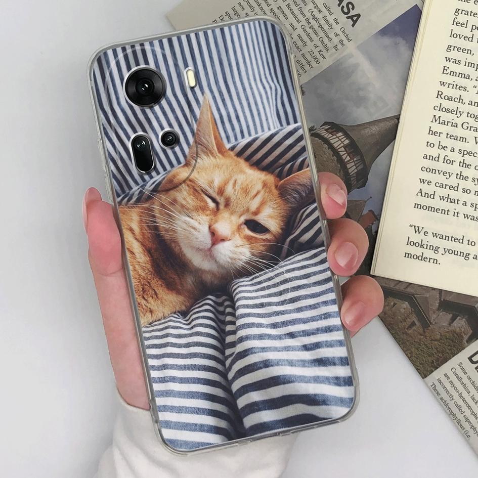 Kryty a pouzdra pro OPPO Realme P1 12 Lite Pro Find X7 Ultra Reno 11 Roztomilá sova kočka Průhledné pouzdro na telefon Ochranná fólie Měkké TPU silikonové pouzdro pro OPPO