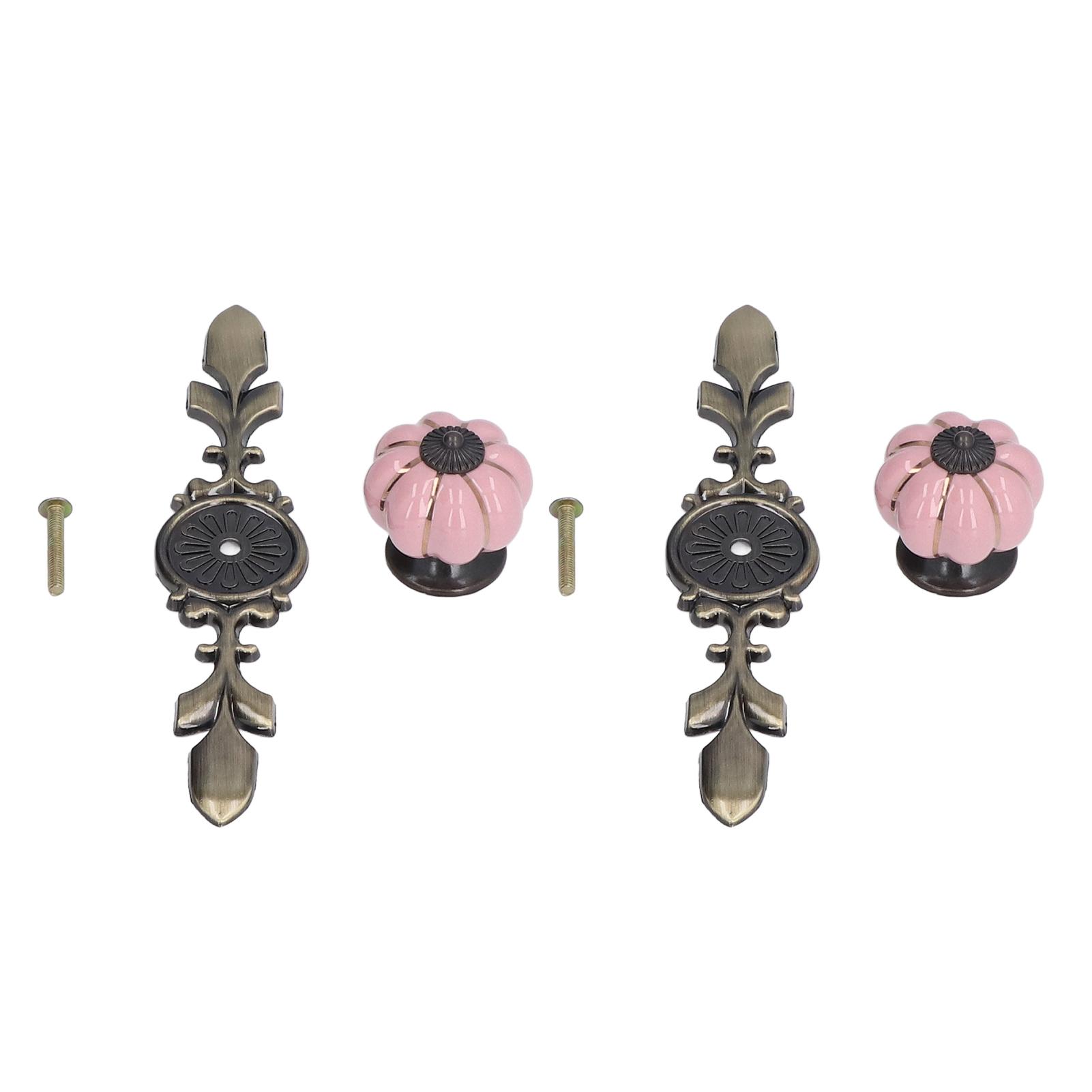 

Набор из 2 шт. Расписанные вручную тыквенные ручки для ящиков, керамические ручки для шкафа в китайском пасторальном стиле, розовые