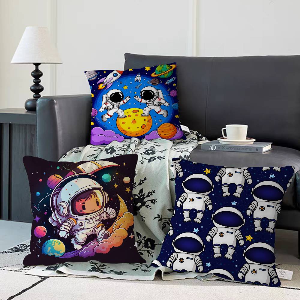 Cartoon Space Astronaut Cushion Cover Inches Farmhouse Decor Home Throw Pillow Covers For Couch Decorations