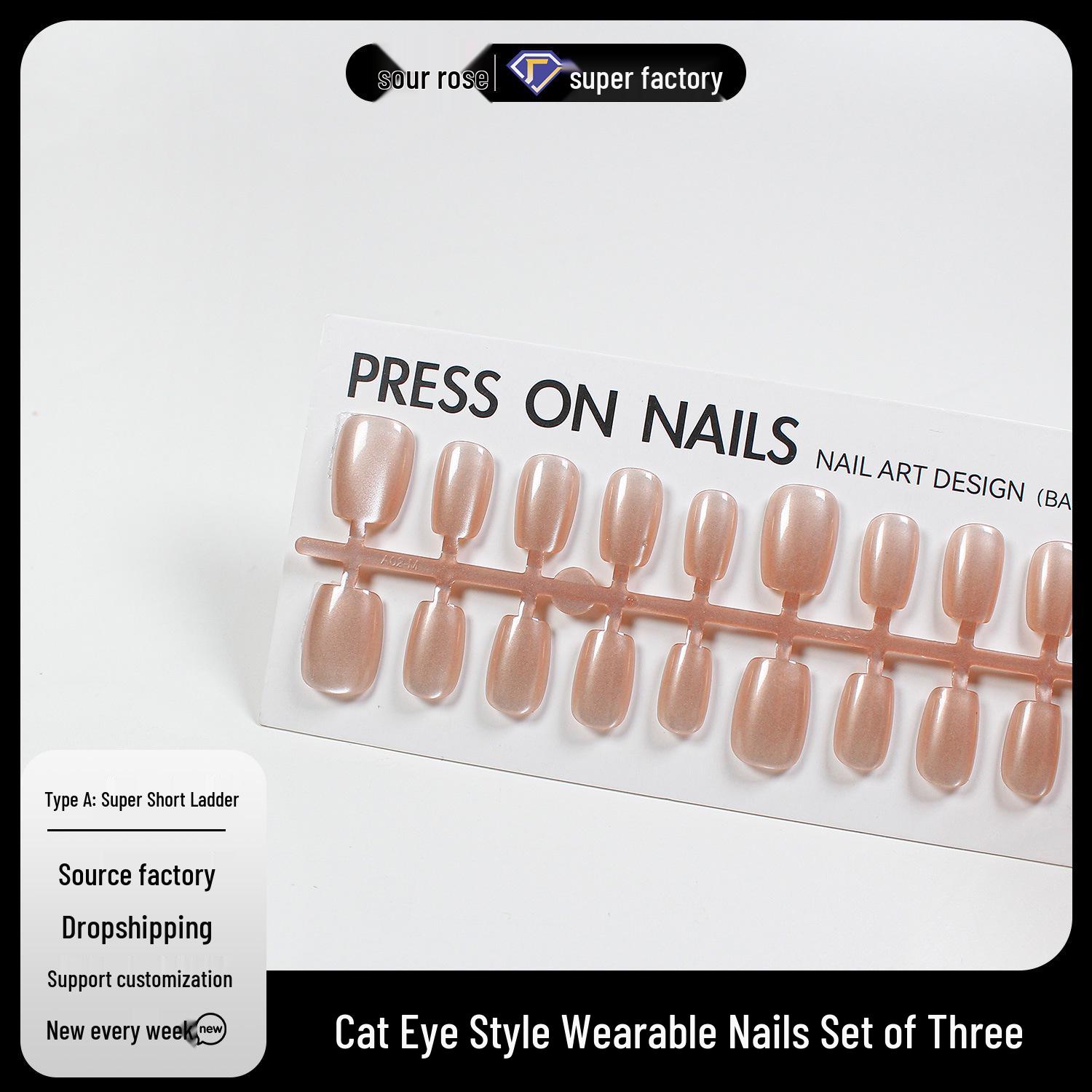 

Jiaolong Cat Eye Style Handmade Wearable Nail Tips