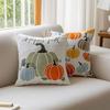 Cushion Cover Colorful Pumpkin Embroidery Cushion Case Throw Pillow Cover for Sofa and Bedroom Comfort, Poly Cotton