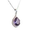 925 Silberplattierte Halskette für Damen mit synthetischem Amethyst-Anhänger Elegante Schlüsselbein-Ketten-Schmuckstücke