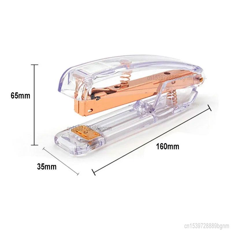 Delvtch Transparent Stapler Fit For Metal 12# 24/6 Staples Rose Silver Color Office Accessories School Stationery Binding Supply