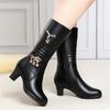 Women's Winter Boots Soft Leather Female Winter Shoes Warm High-heeled Thick Plush Long Boots Women Trend Riding Boots Women