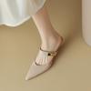 Fashion Singbacks Elegant Women Sandals High Heels Summer Pointed Toe Slip-on Mules Shoes Pumps Party Thin Heel Ladies Slippers De Mujer