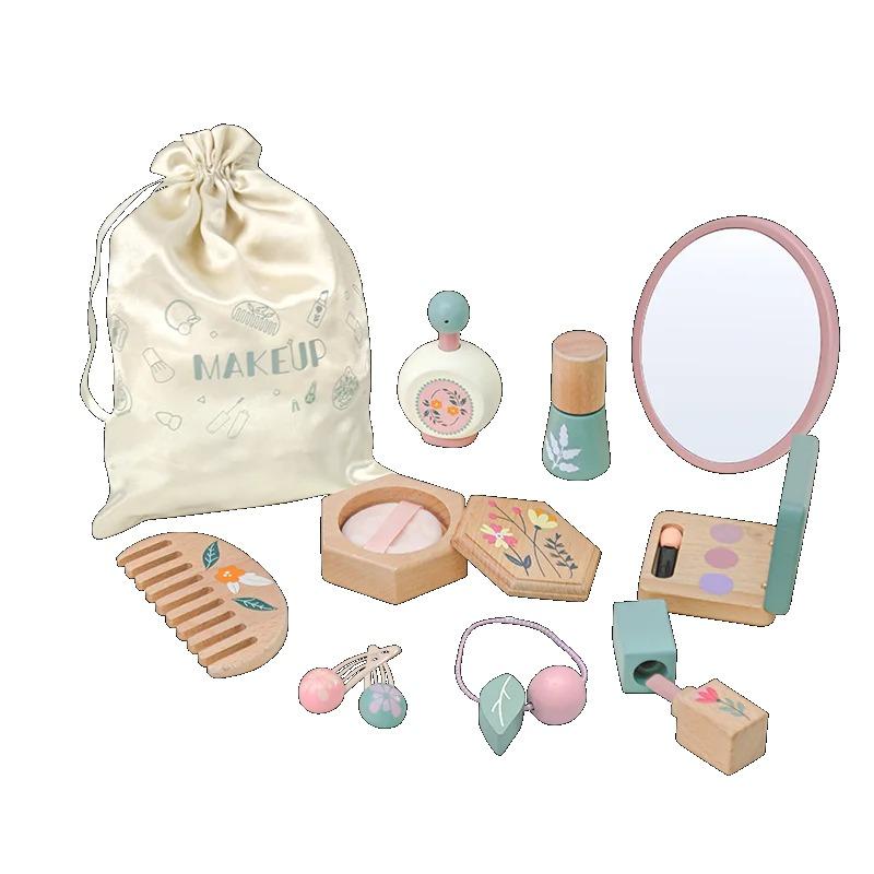 Simulation Wooden Educational Kids Children Cleaning Games Makeup Set Pretend Play Hairdressing Tools Toys for Children Girls
