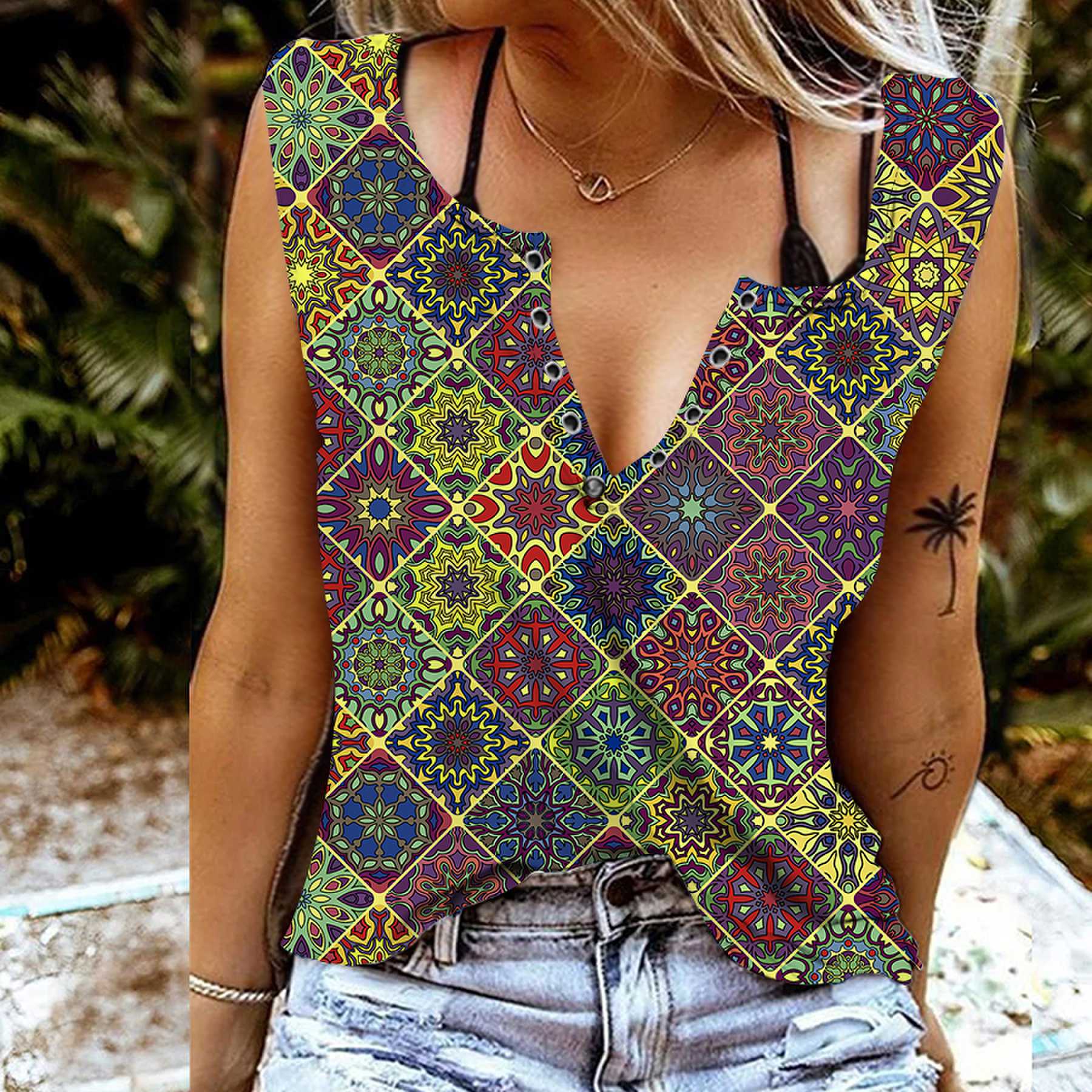 

Женские майки, сексуальные летние топы без рукавов с v-образным вырезом, жилет с 3D-принтом в стиле ретро, ​​крутые легкие топы 8XL жёлтый