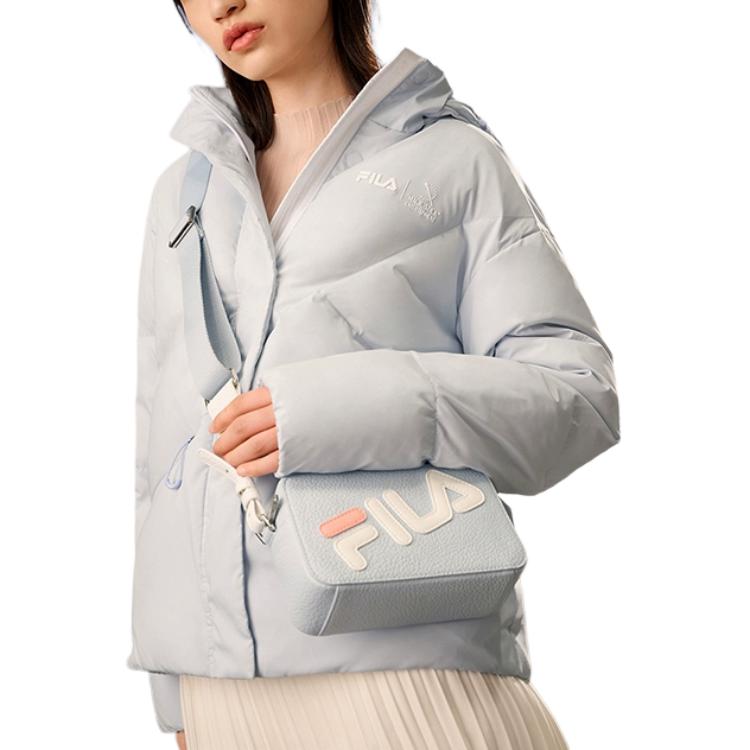 Fila Solid Color Casual Short Hooded Long Sleeve Down Jacket Women Outerwear Sunlight-Blue F11W249903FLB