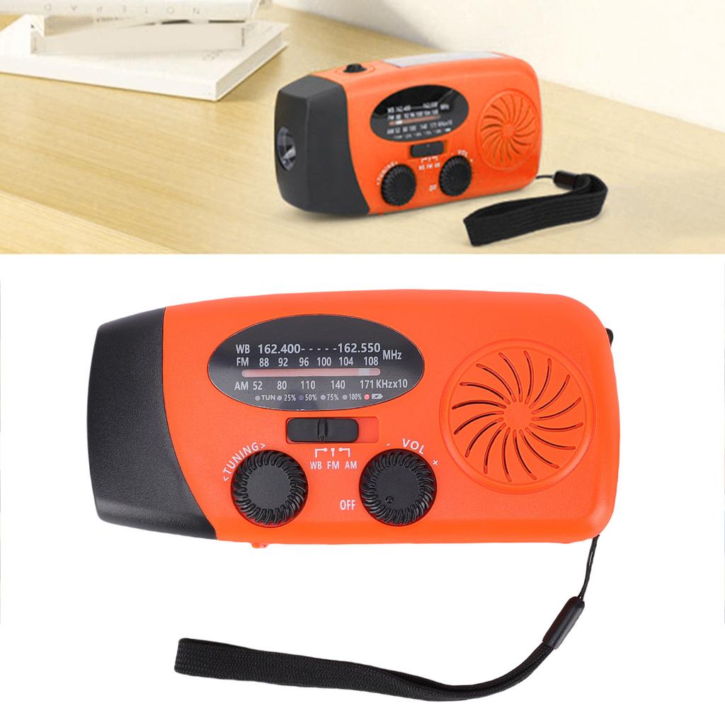 Emergency Weather Radio AM FM WB Solar Hand Crank Portable Radio with LED Flashlight 6000mAh Battery