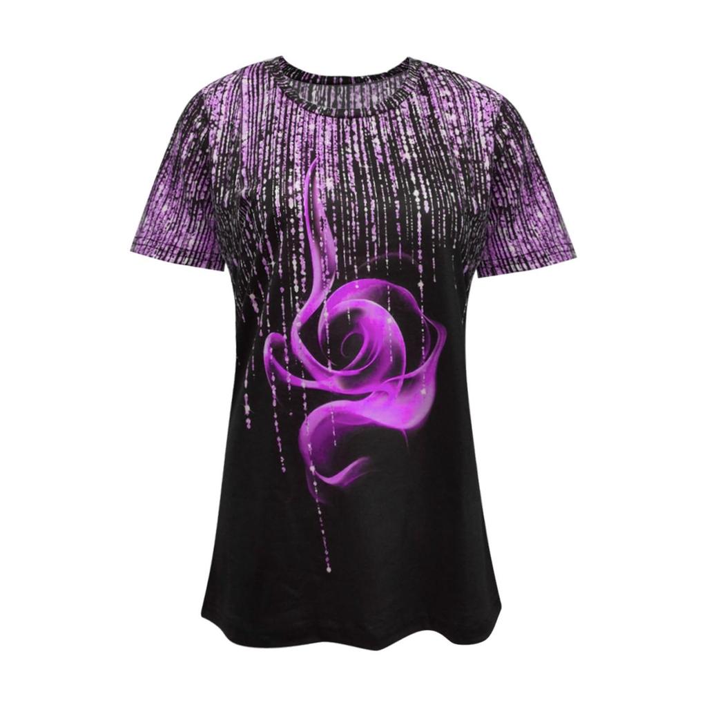 Women Floral Pattern T Shirt Vintage O Neck Short Sleeve Casual T-shirts Female Tee Tops