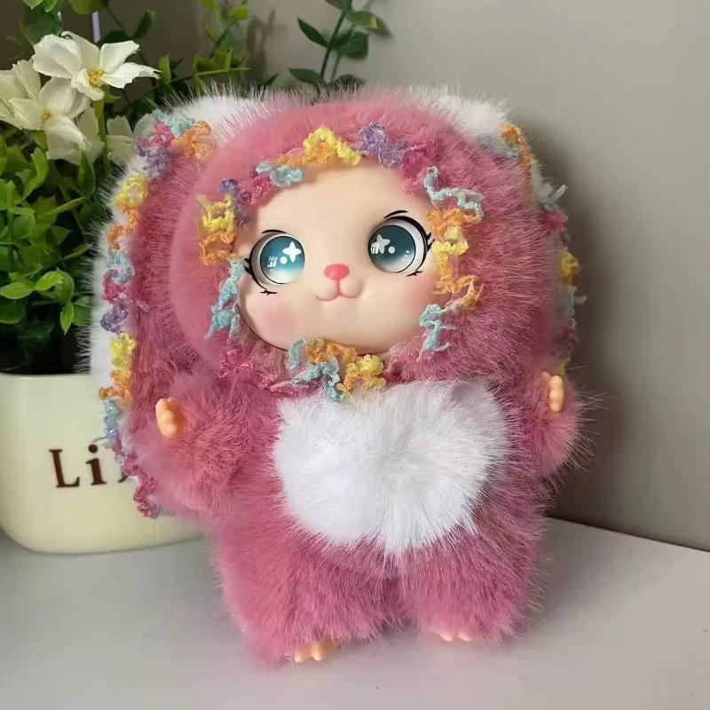 Plush Big Ears Rabbit Doll Pendant Adorable Bowknot Soft Fluffy Decor for Kids Backpack Party Favor Gift