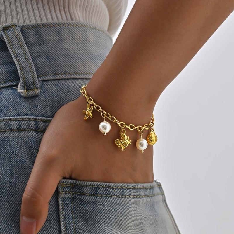 Stylish Ocean Themed Bracelet Pendant Bracelet Everyday Wear Bracelet Stainless Steel Texture for Daily and Party Wear
